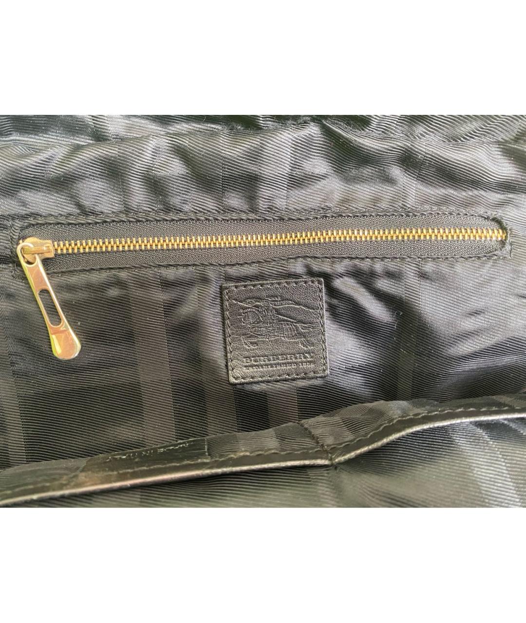 BURBERRY VINTAGE Черная кожаная сумка с короткими ручками, фото 2