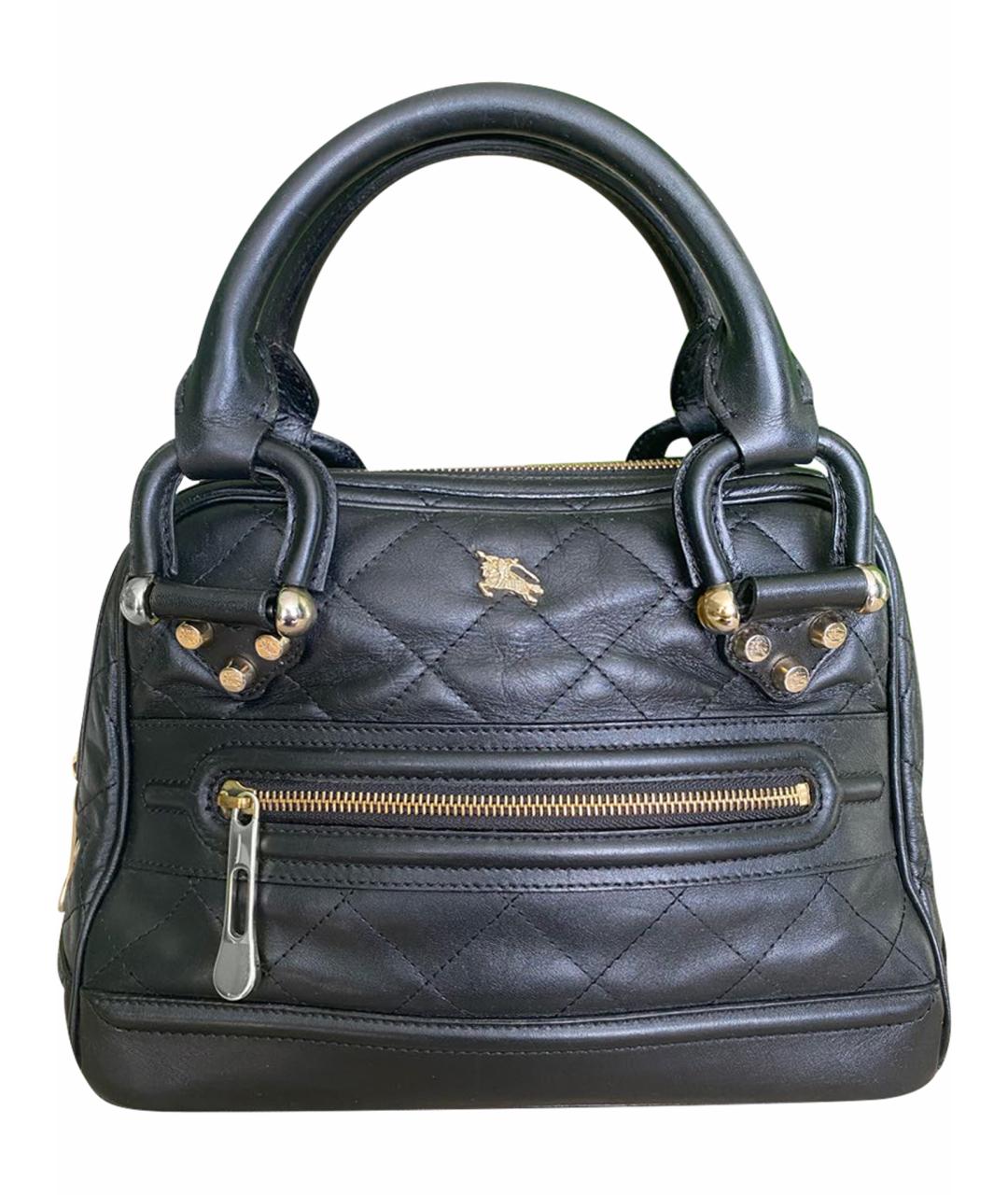 BURBERRY VINTAGE Черная кожаная сумка с короткими ручками, фото 1