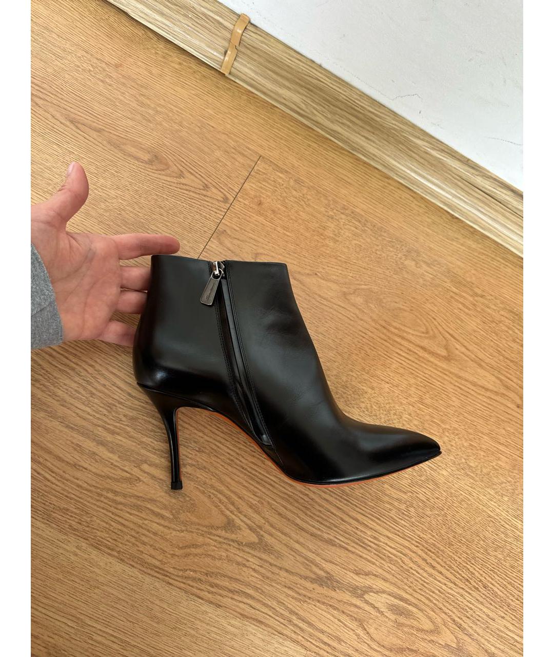 SANTONI Черные кожаные ботильоны, фото 5