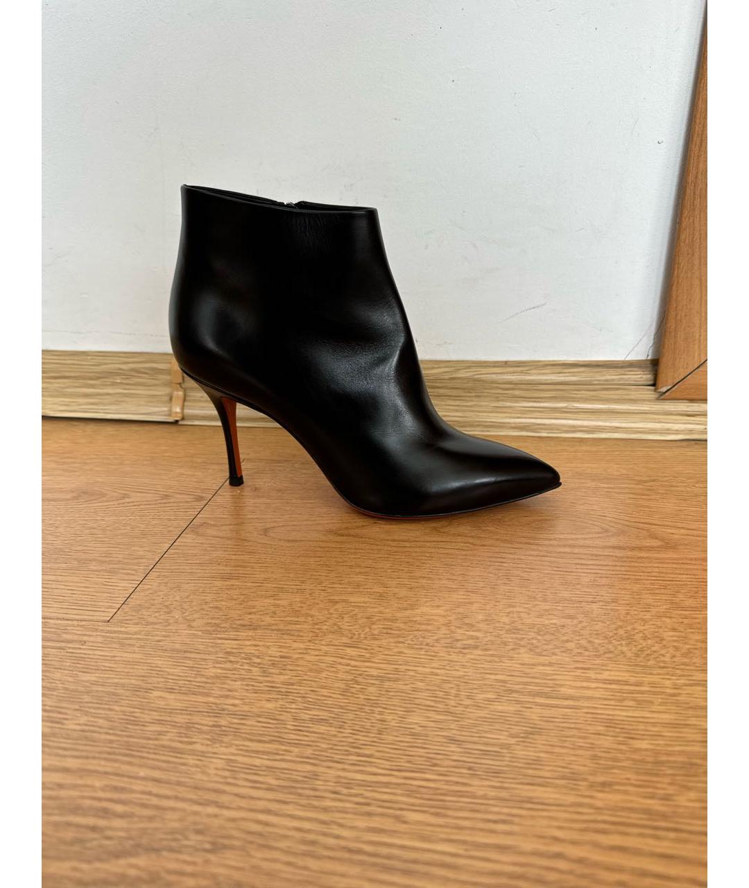 SANTONI Черные кожаные ботильоны, фото 9