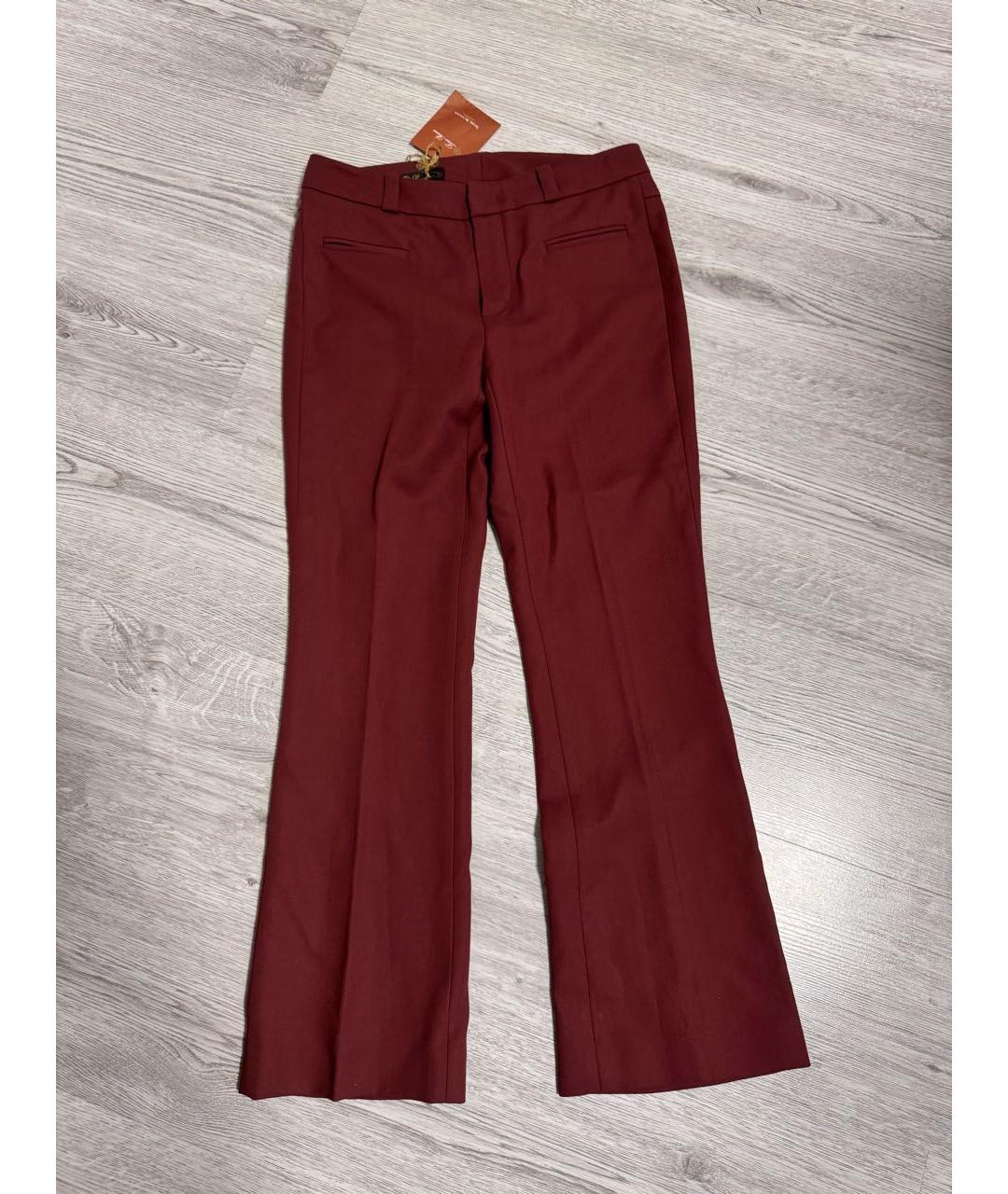 LORO PIANA Бордовые хлопковые прямые брюки, фото 6