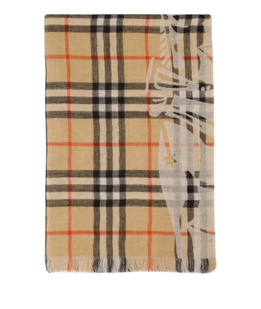 BURBERRY Бежевый шерстяной шарф, фото 2