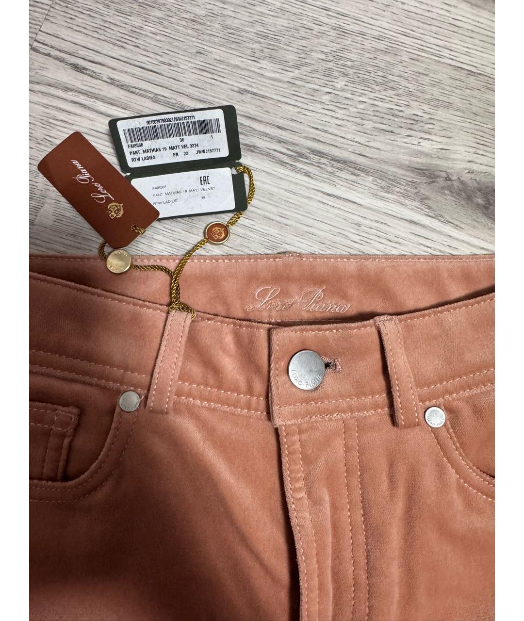 LORO PIANA Коралловые хлопко-эластановые джинсы слим, фото 3