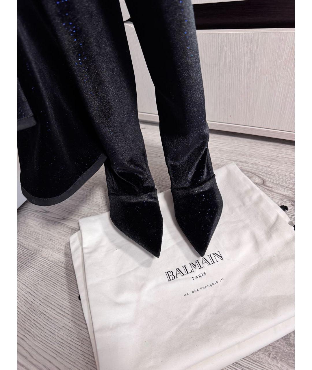 BALMAIN Черные бархатные ботфорты, фото 2