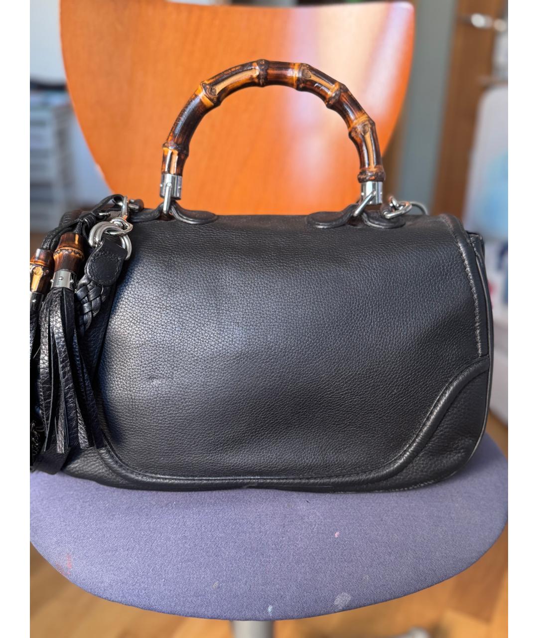 GUCCI Черная кожаная сумка с короткими ручками, фото 3