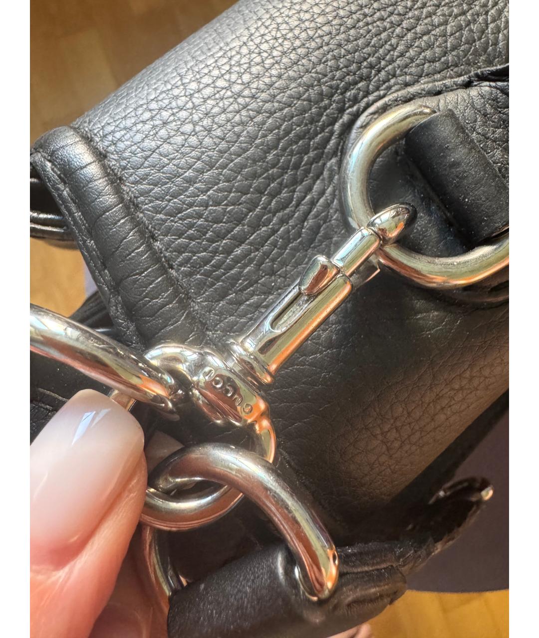 GUCCI Черная кожаная сумка с короткими ручками, фото 7