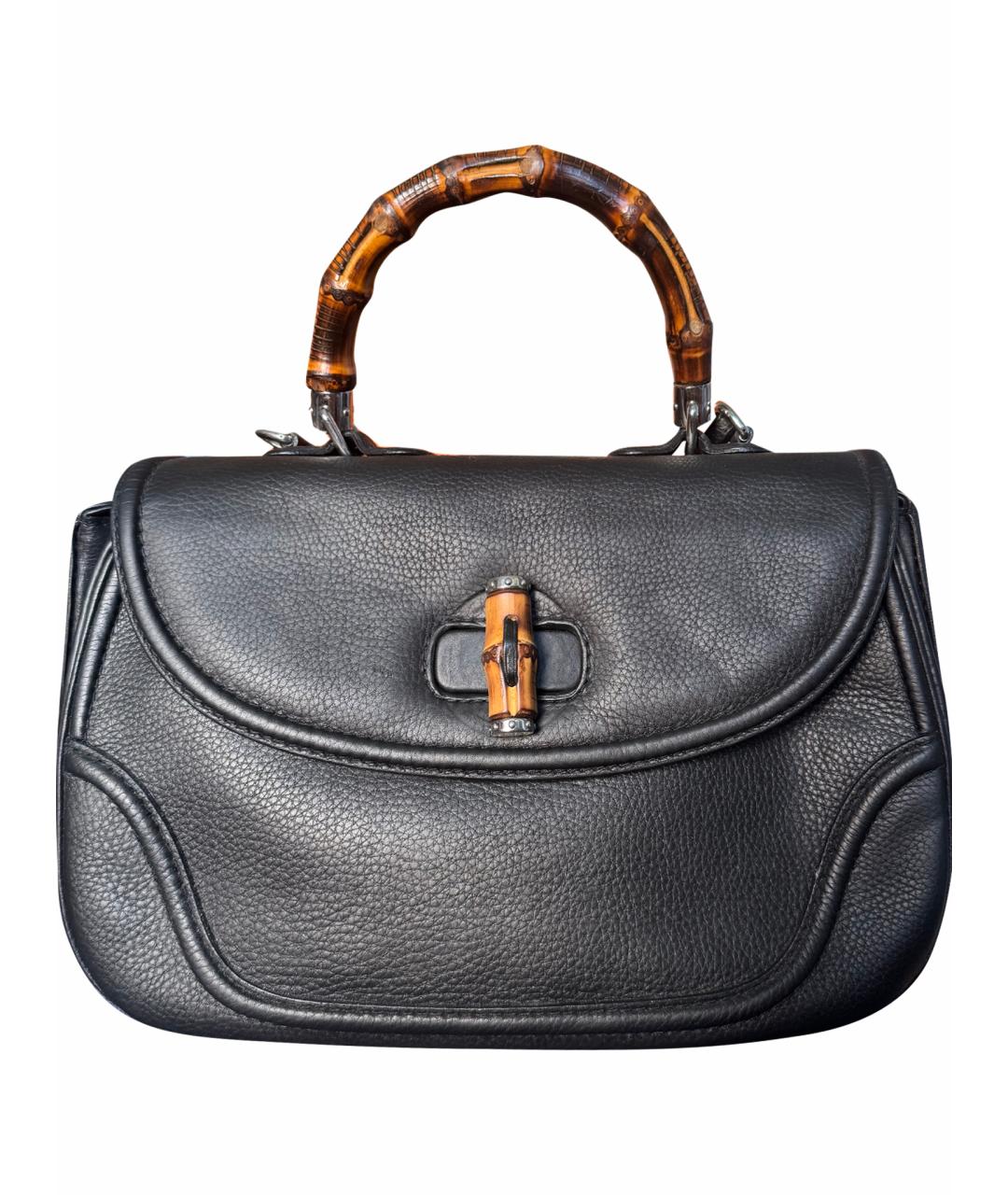 GUCCI Черная кожаная сумка с короткими ручками, фото 1