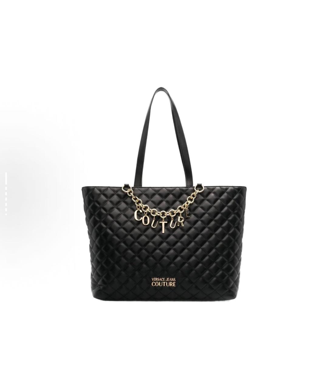 VERSACE JEANS COUTURE Черная кожаная сумка тоут, фото 5