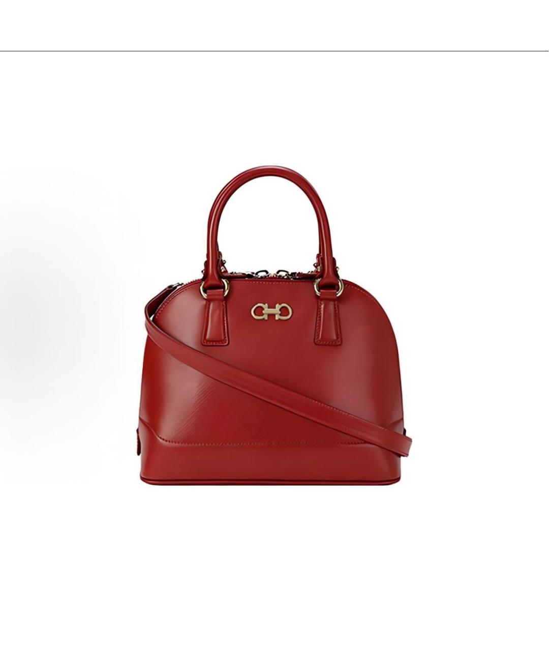 FERRAGAMO Бордовая кожаная сумка с короткими ручками, фото 7