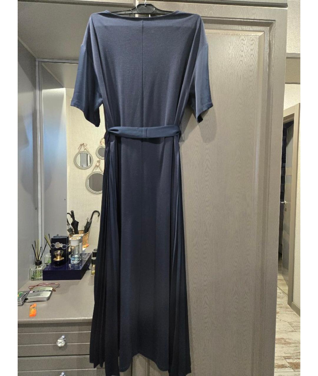 WEEKEND MAX MARA Темно-синее полиэстеровое повседневное платье, фото 2