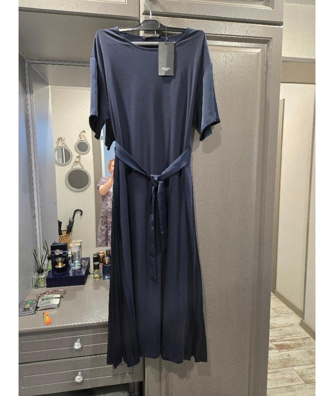WEEKEND MAX MARA Темно-синее полиэстеровое повседневное платье, фото 9