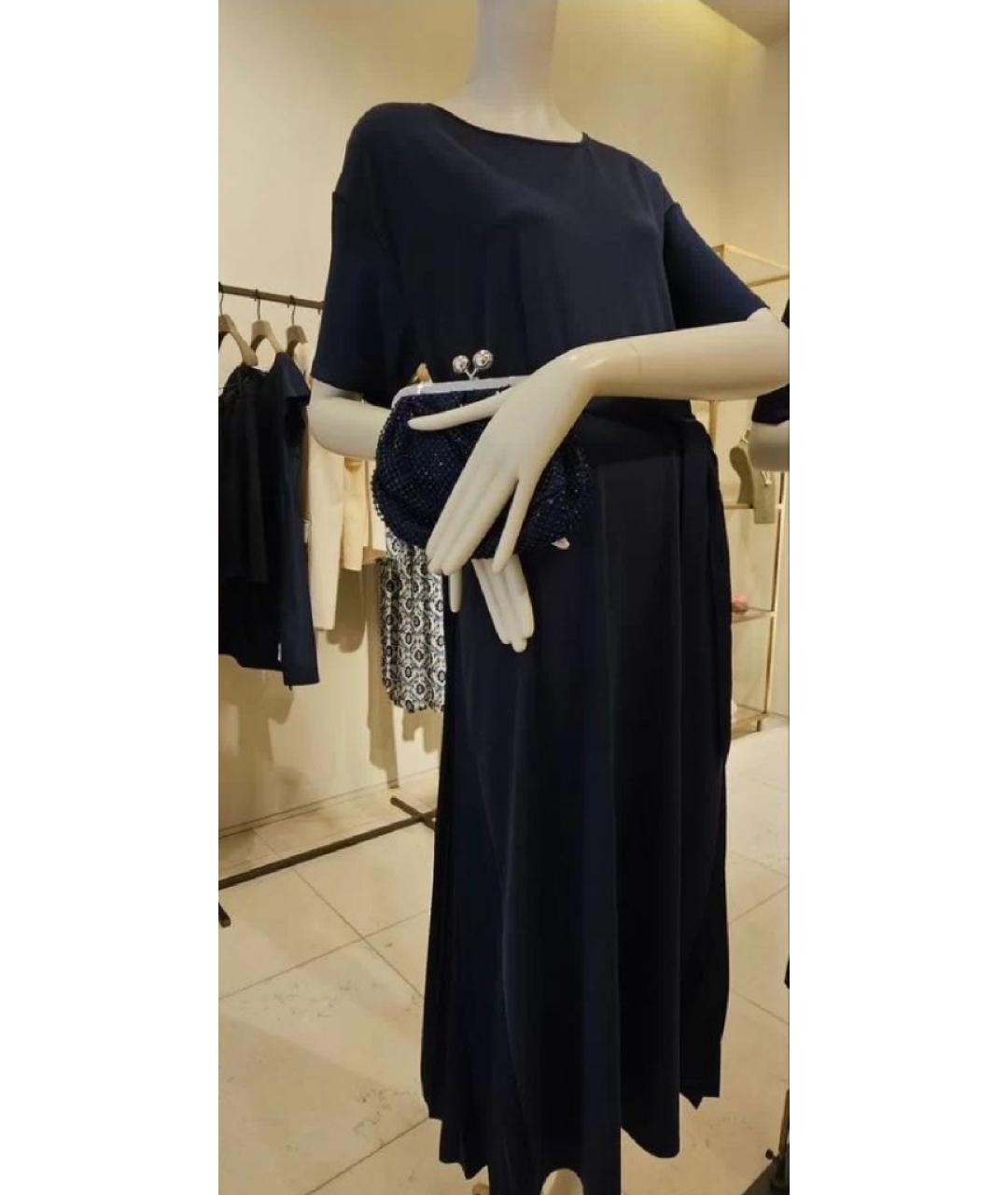 WEEKEND MAX MARA Темно-синее полиэстеровое повседневное платье, фото 5