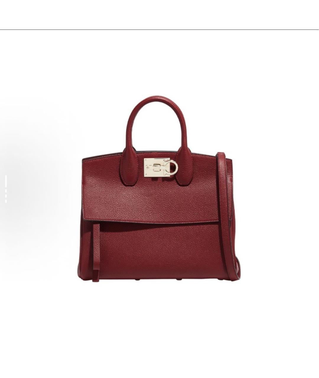 FERRAGAMO Бордовая кожаная сумка с короткими ручками, фото 6
