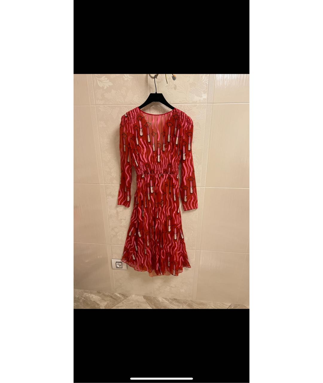 VALENTINO Красное шифоновое повседневное платье, фото 5