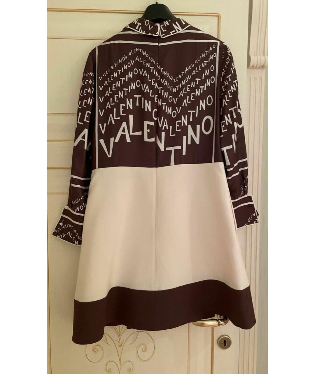 VALENTINO Коричневое шелковое повседневное платье, фото 3
