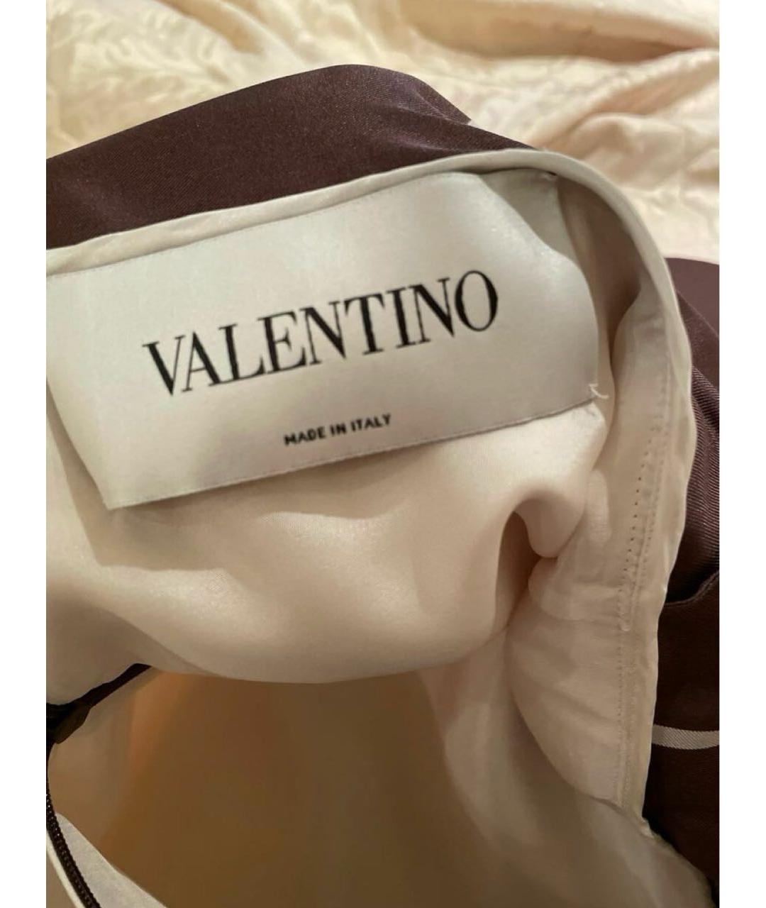 VALENTINO Коричневое шелковое повседневное платье, фото 5