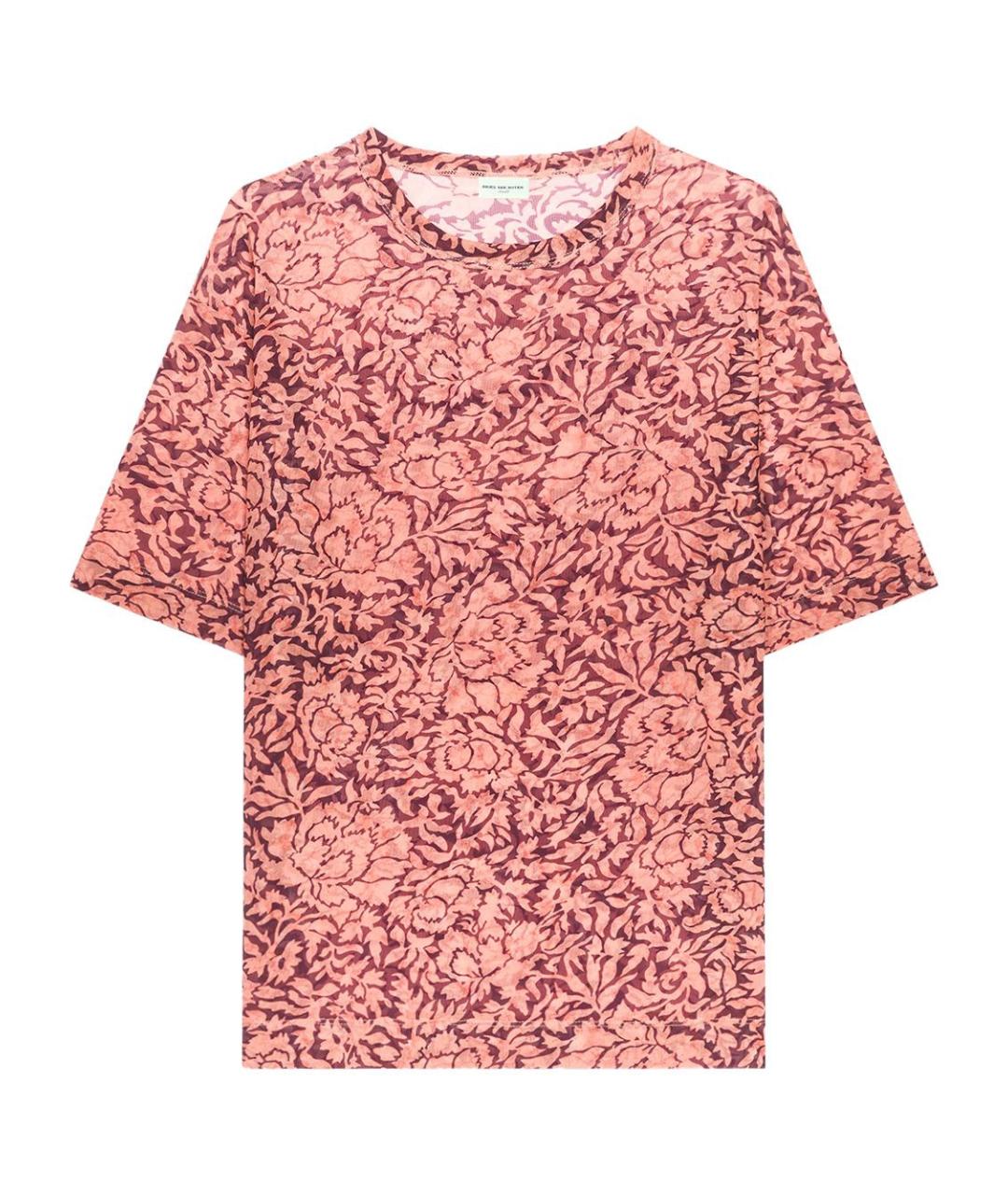 DRIES VAN NOTEN Розовая полиамидовая футболка, фото 1