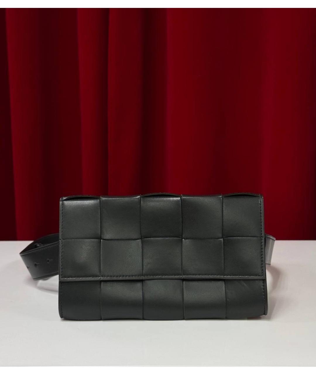 BOTTEGA VENETA Черная кожаная поясная сумка, фото 5