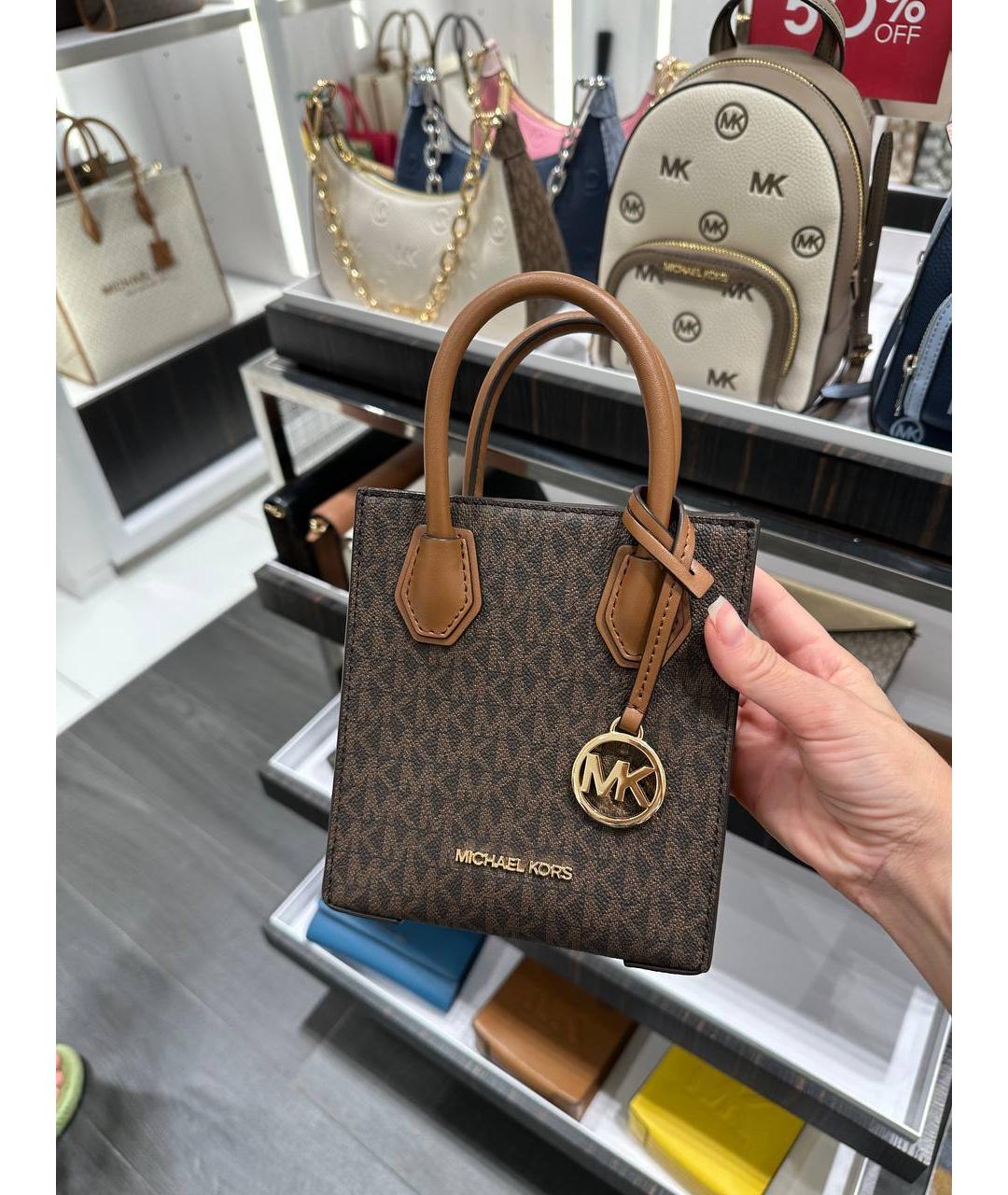 MICHAEL KORS Коричневая кожаная сумка с короткими ручками, фото 2