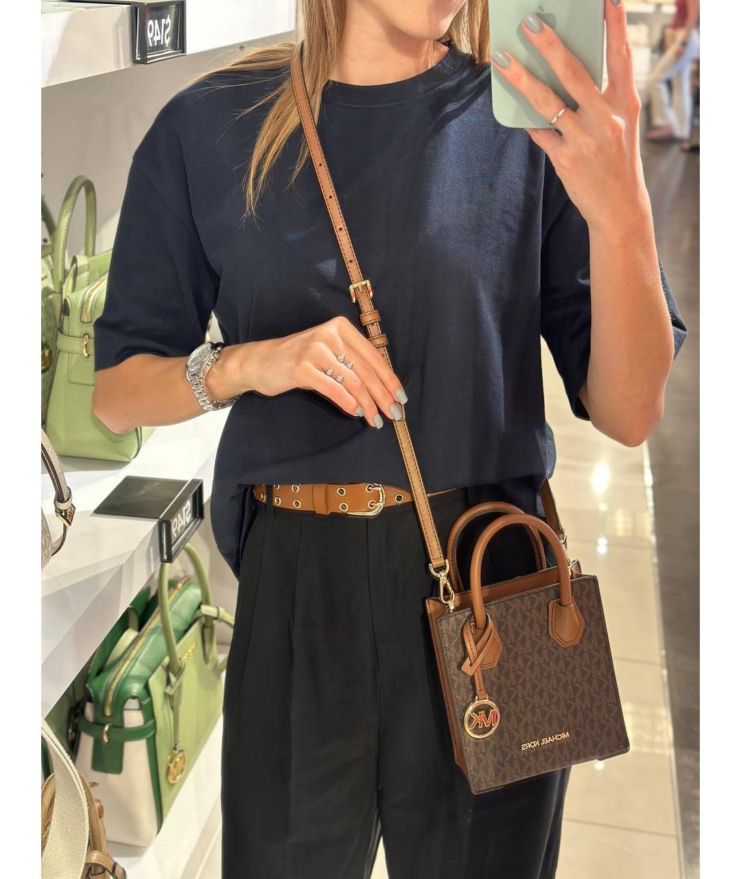 MICHAEL KORS Коричневая кожаная сумка с короткими ручками, фото 4