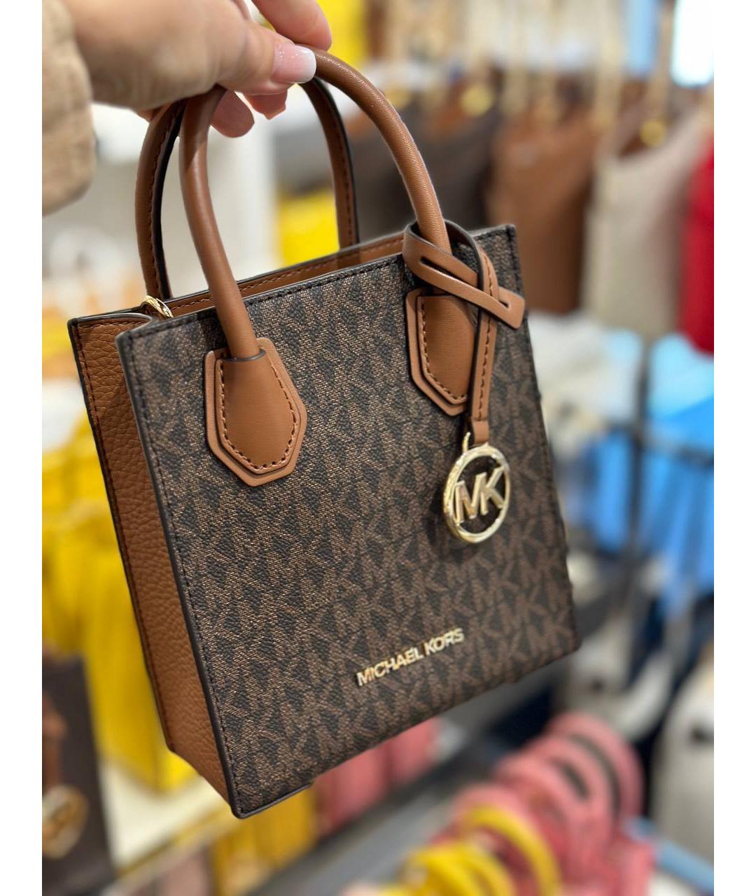 MICHAEL KORS Коричневая кожаная сумка с короткими ручками, фото 3