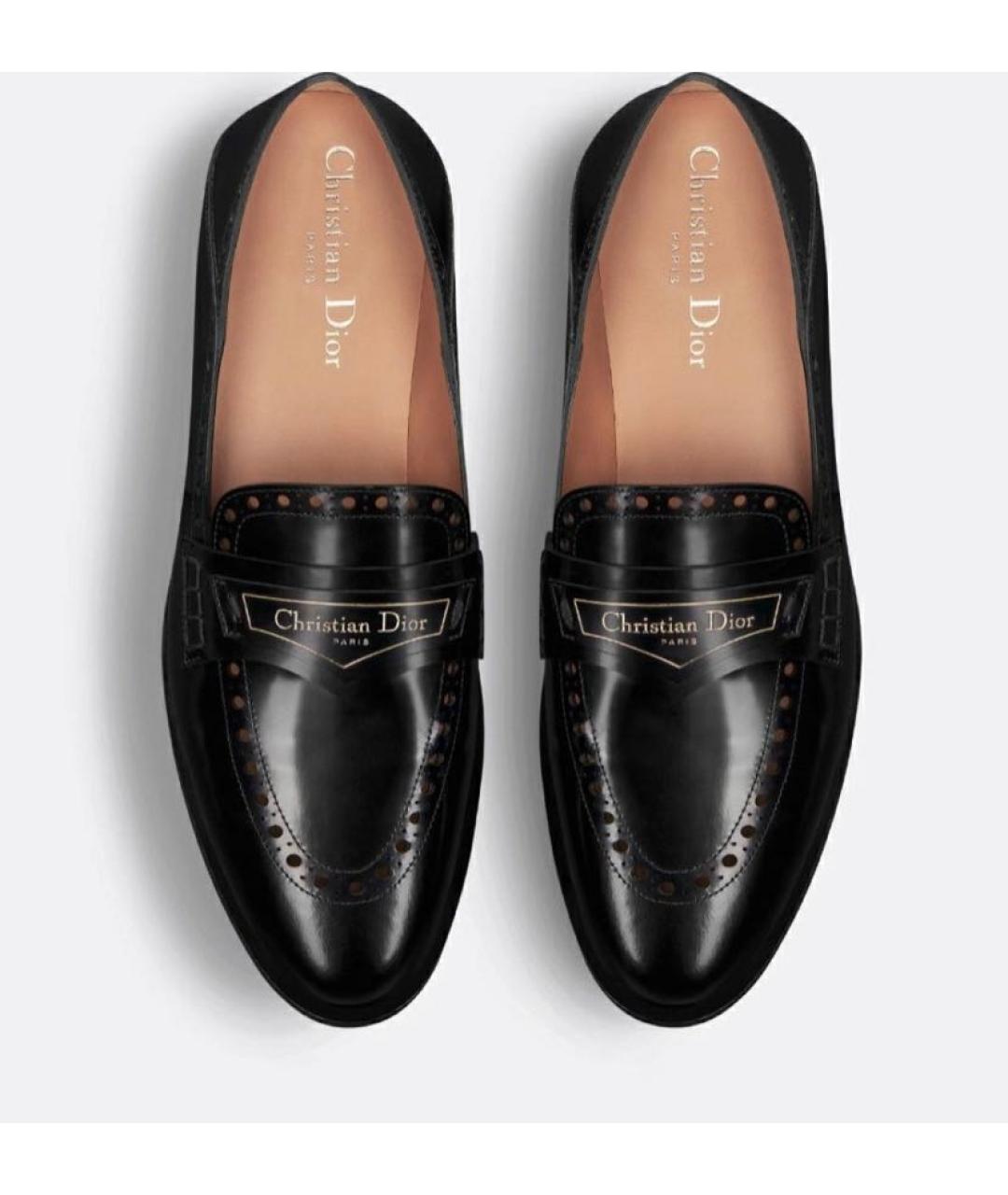 CHRISTIAN DIOR Черные кожаные лоферы, фото 3