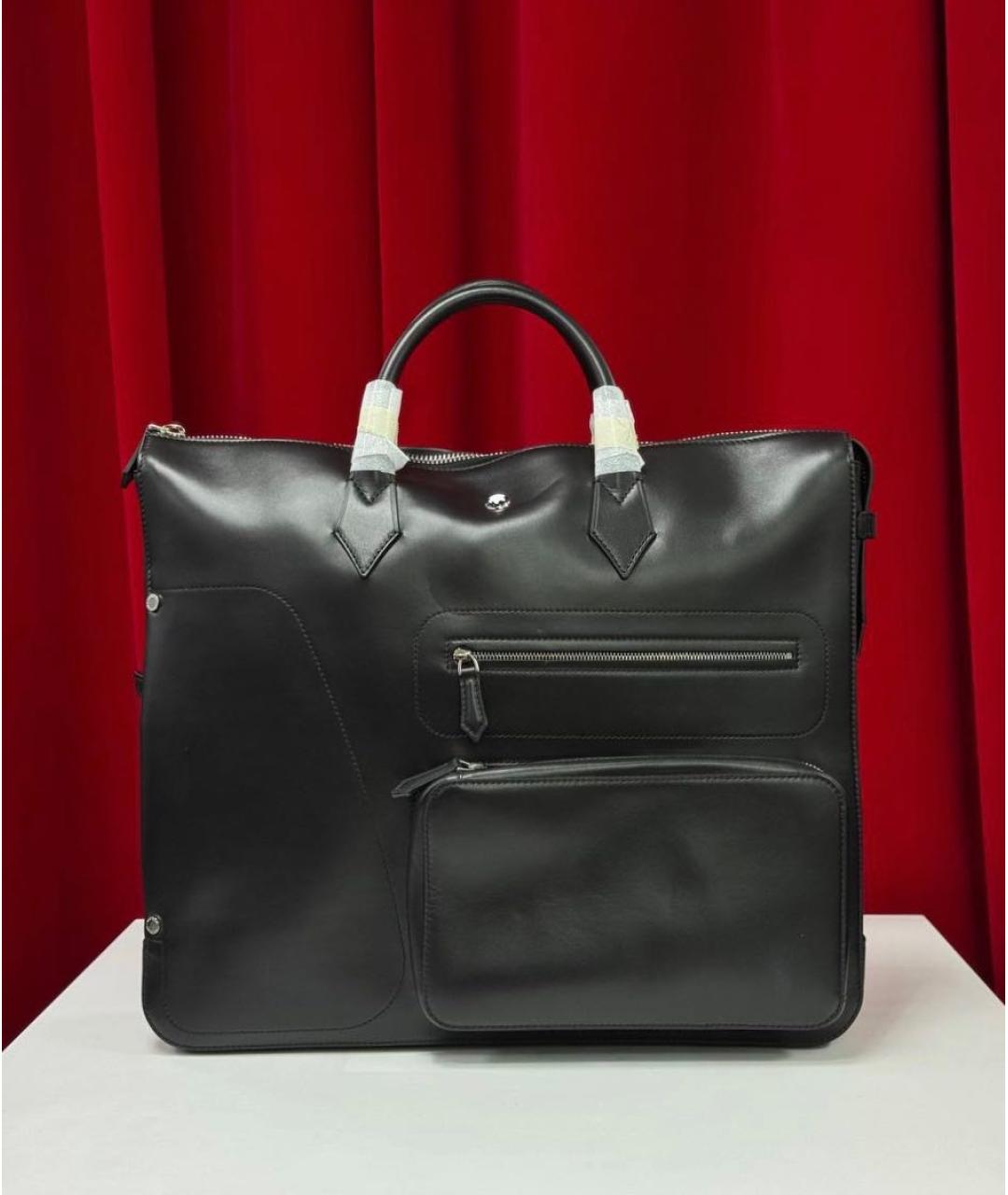 MONTBLANC Черный кожаный портфель, фото 8