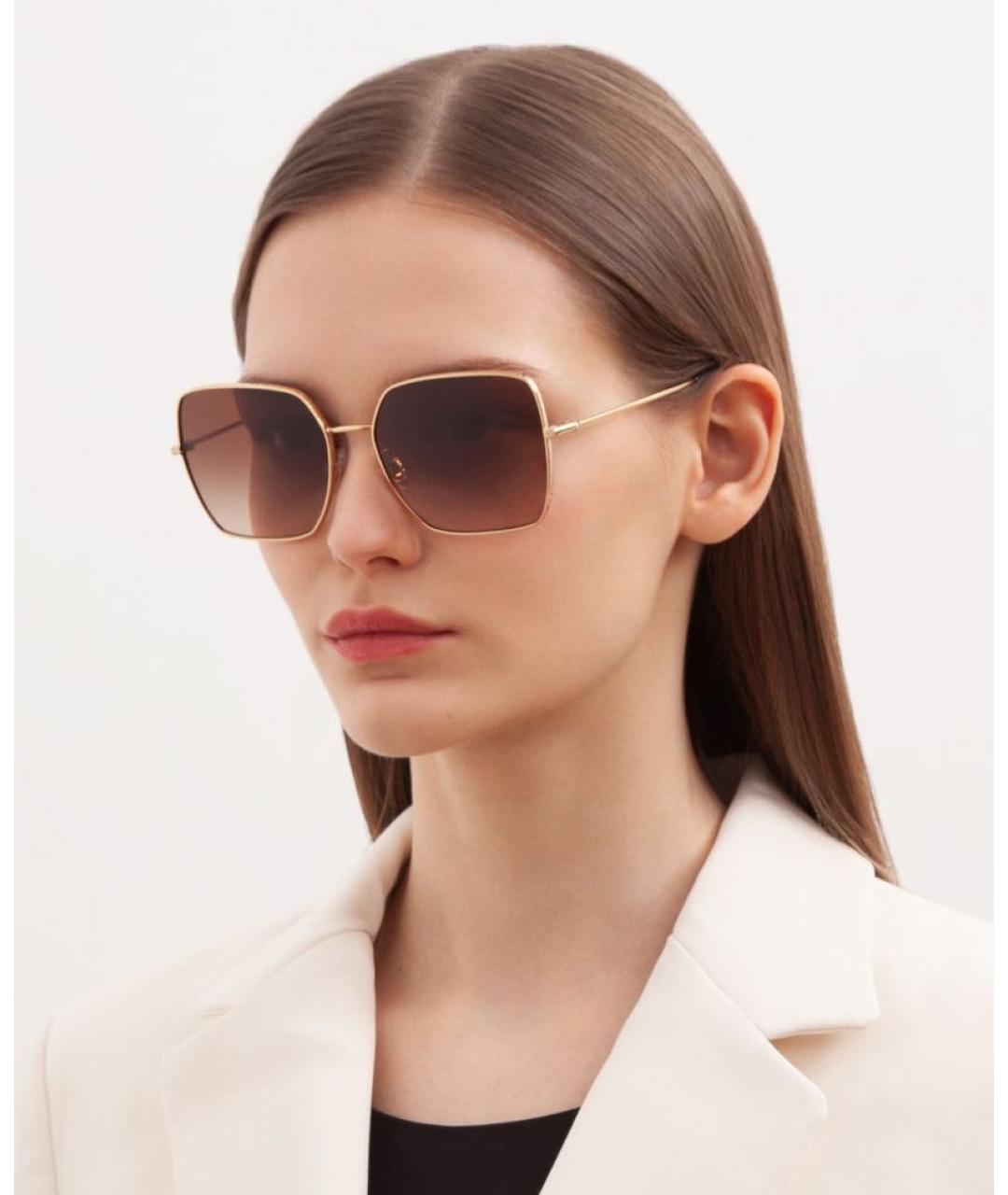 DOLCE&GABBANA Золотые металлические солнцезащитные очки, фото 7