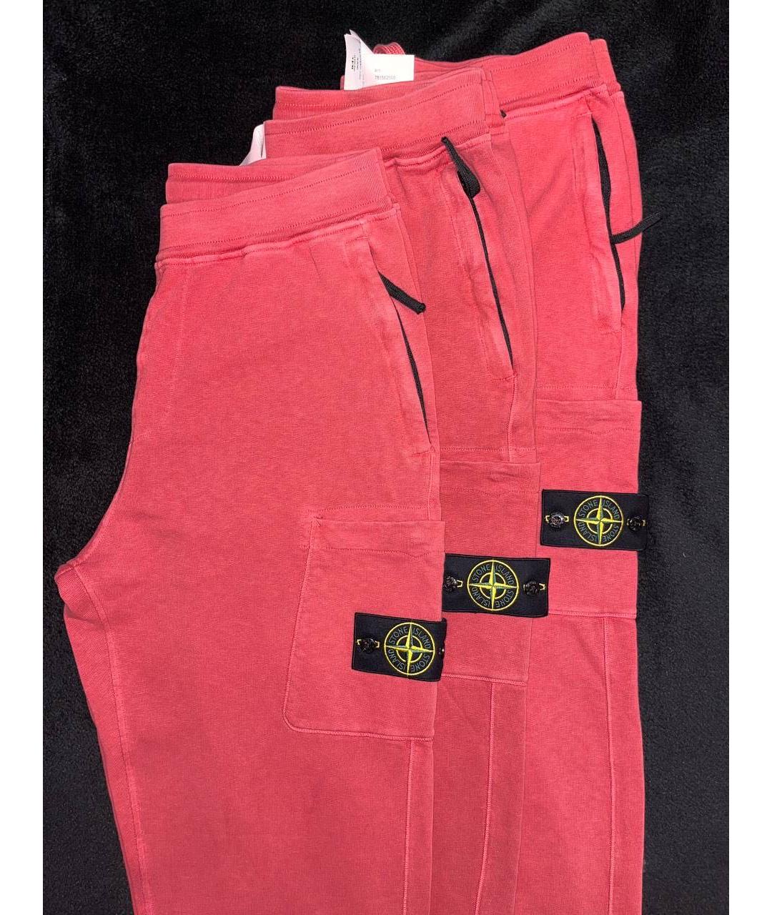 STONE ISLAND Коралловые хлопковые повседневные брюки, фото 5