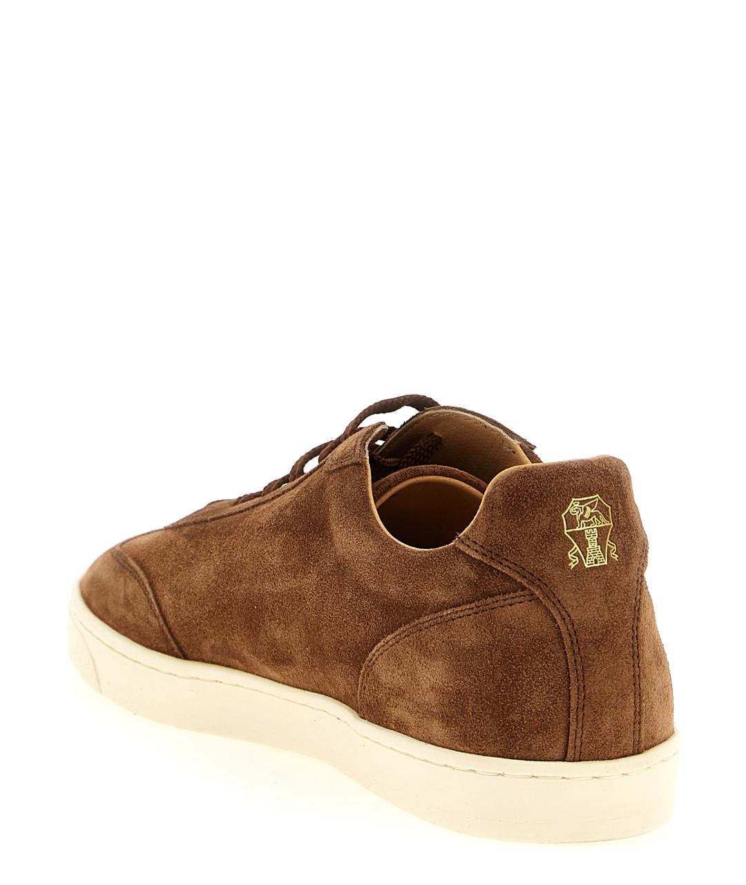 BRUNELLO CUCINELLI Коричневые кожаные низкие кроссовки / кеды, фото 3