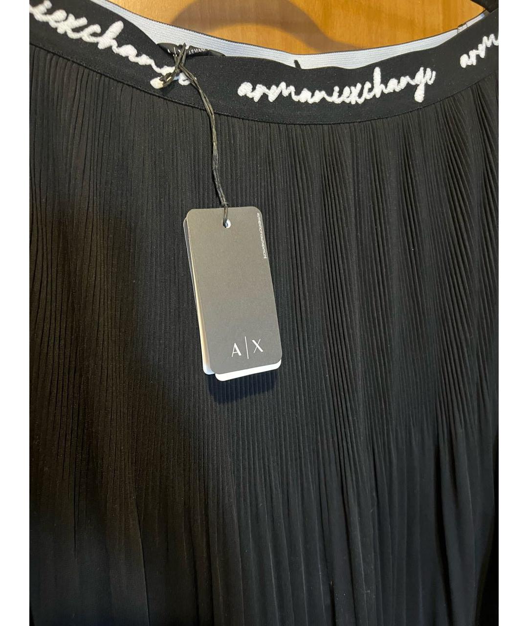 ARMANI EXCHANGE Черная шифоновая юбка макси, фото 5