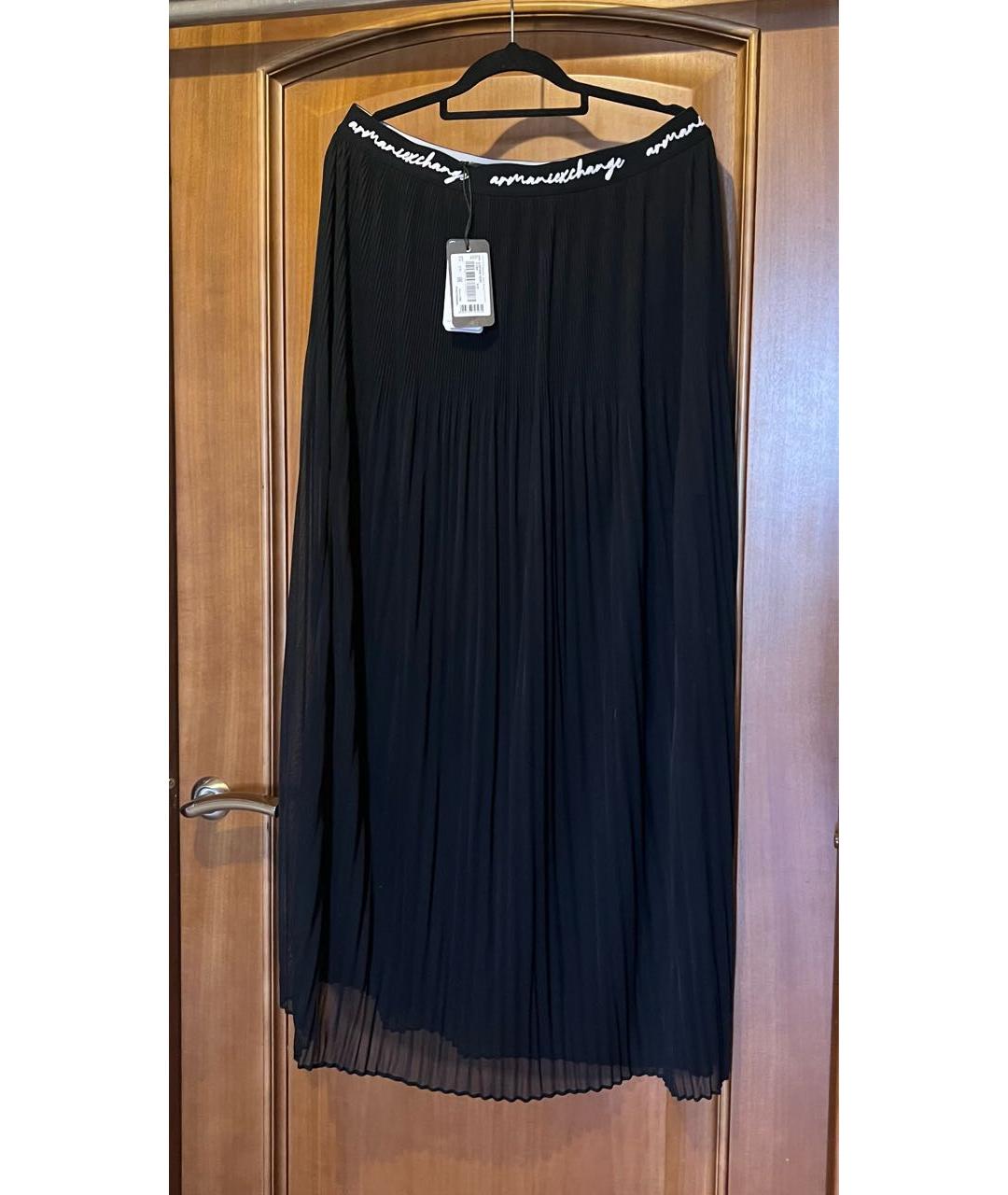 ARMANI EXCHANGE Черная шифоновая юбка макси, фото 6