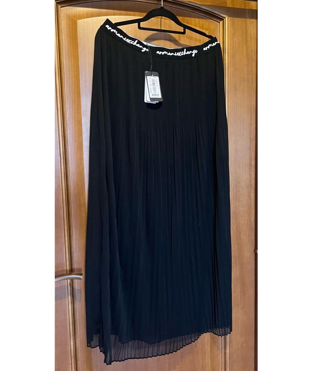 ARMANI EXCHANGE Черная шифоновая юбка макси, фото 2