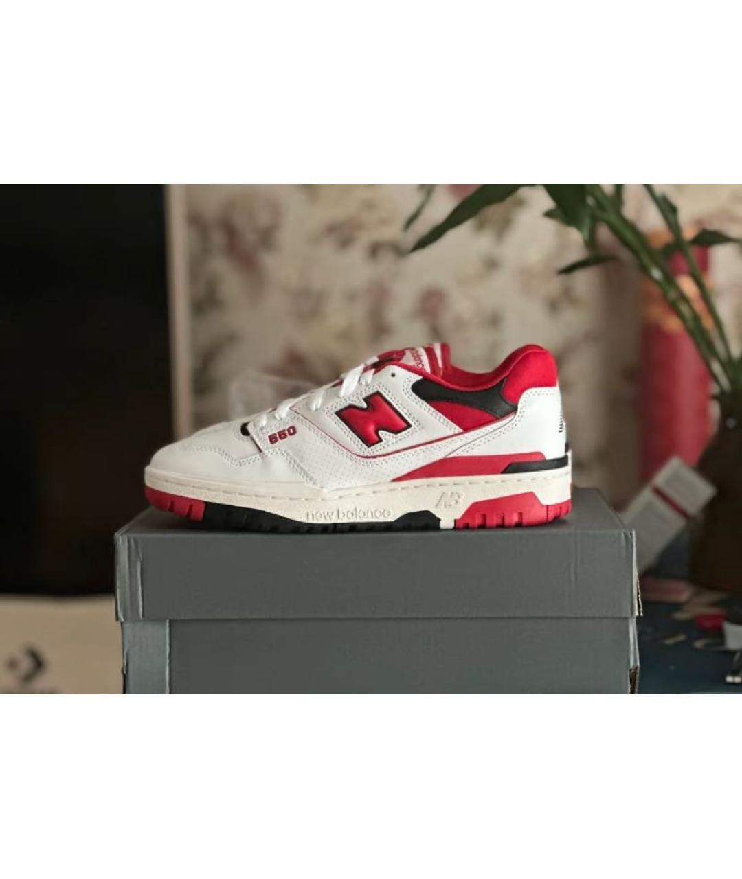 NEW BALANCE Красные кожаные низкие кроссовки / кеды, фото 5