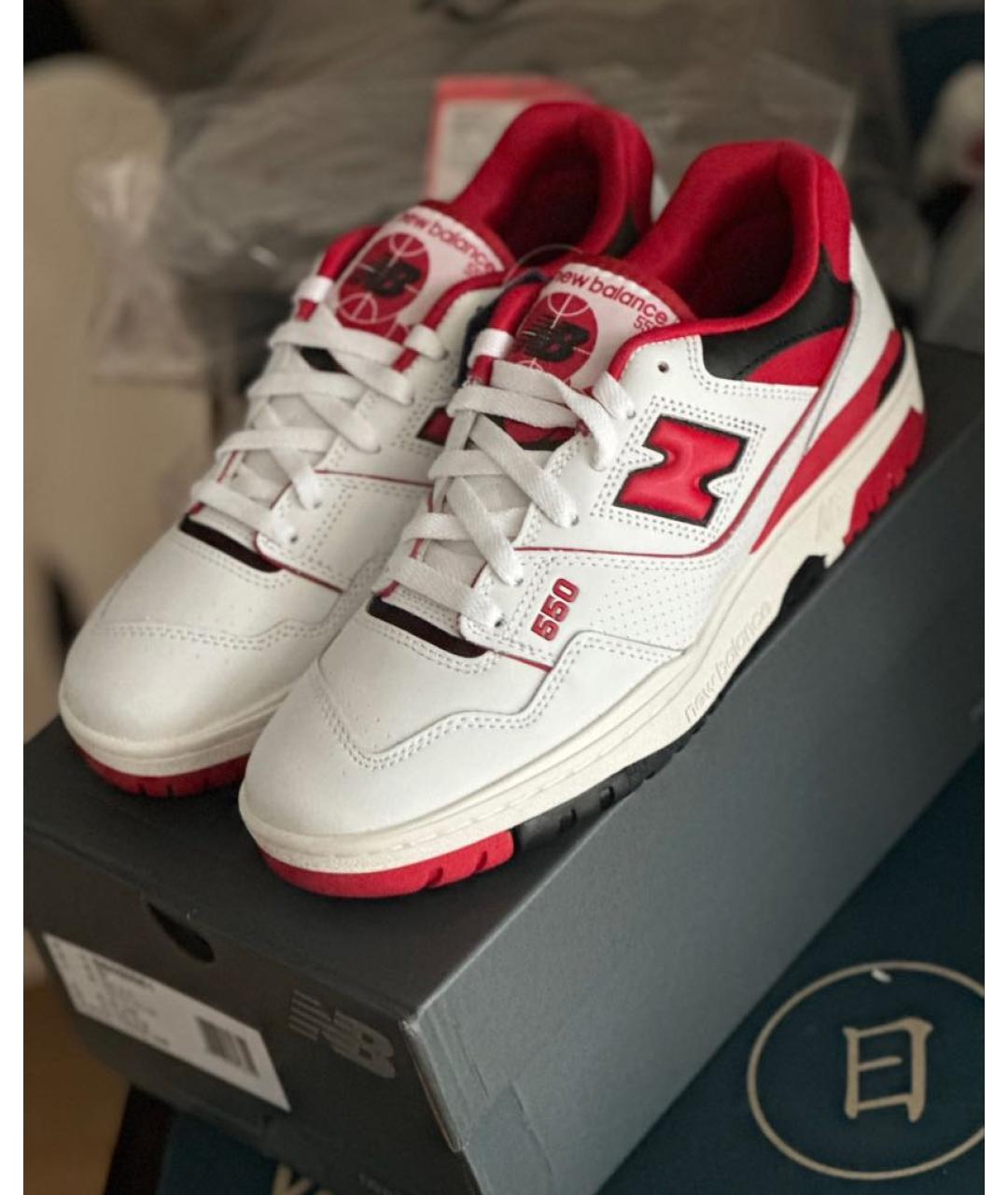 NEW BALANCE Красные кожаные низкие кроссовки / кеды, фото 6