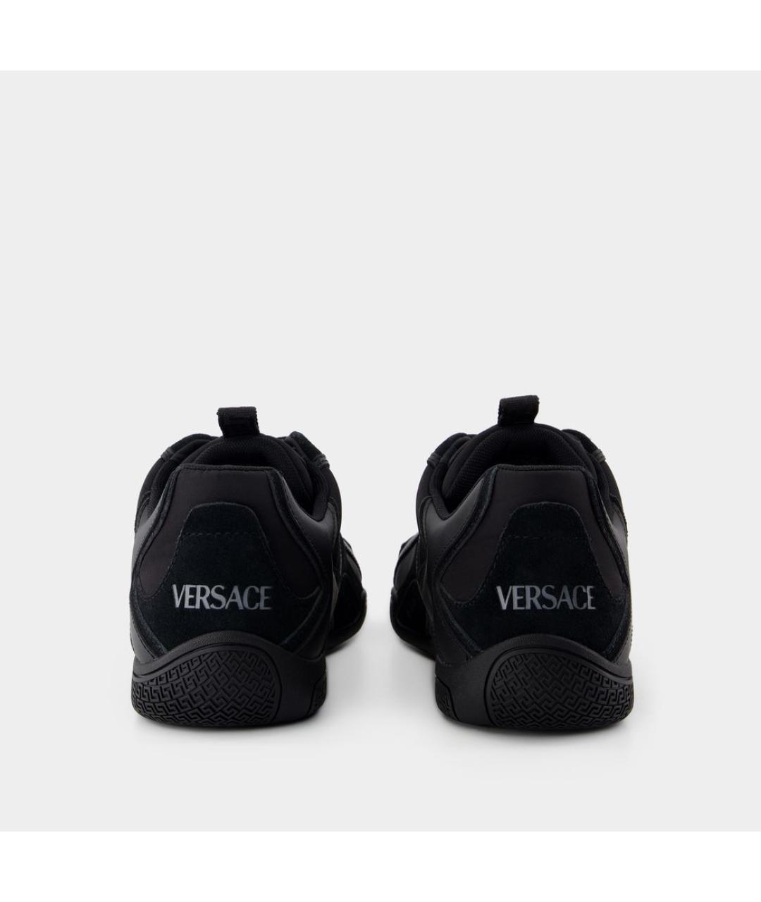 VERSACE Черные кожаные низкие кроссовки / кеды, фото 3