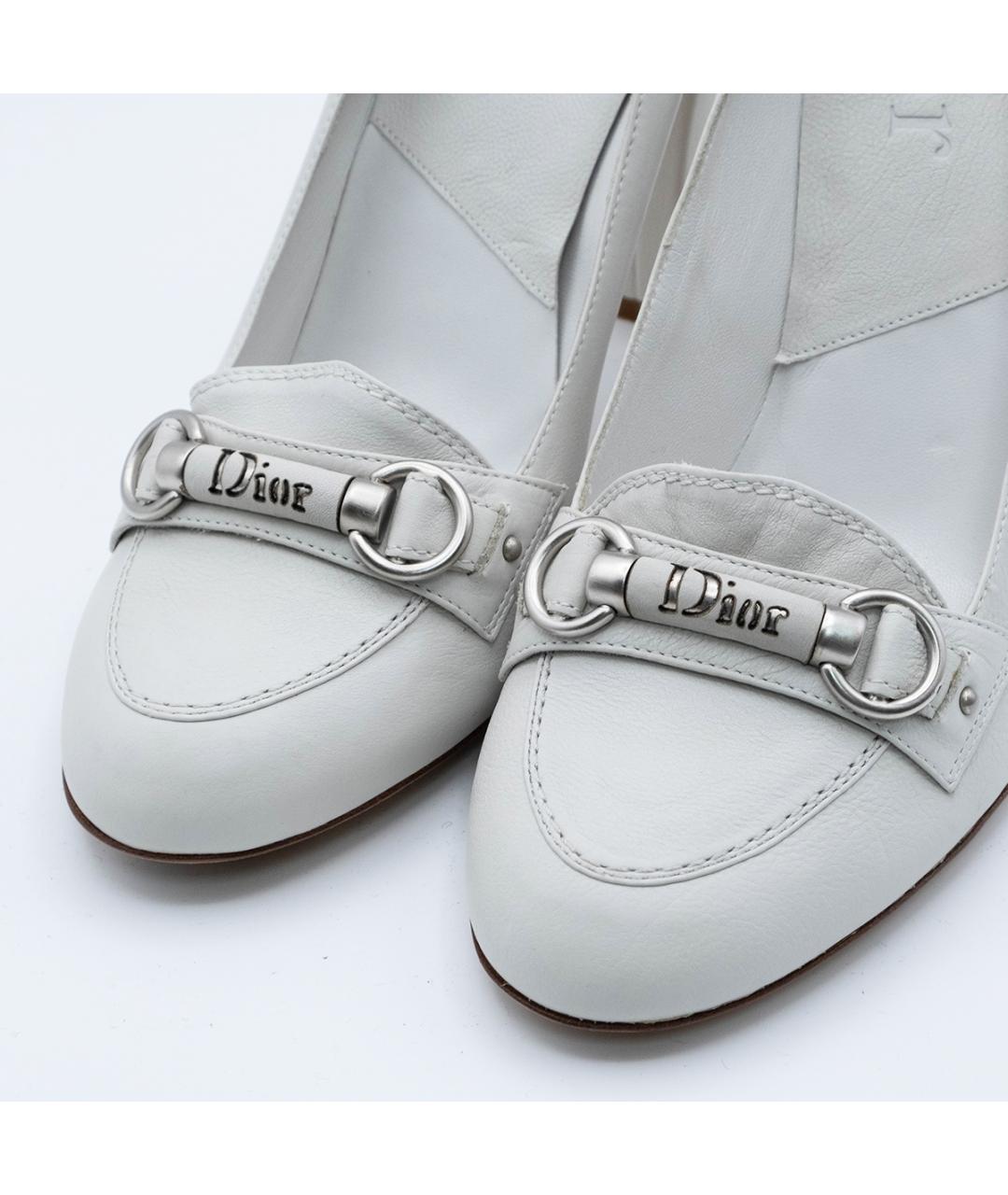 CHRISTIAN DIOR Белые кожаные туфли, фото 3