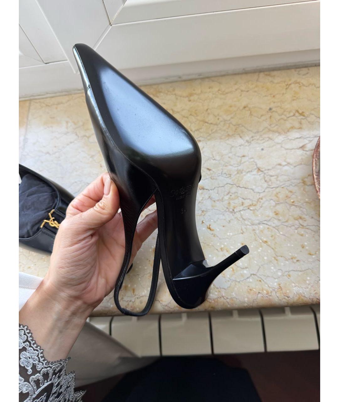 SAINT LAURENT Черные кожаные туфли, фото 4