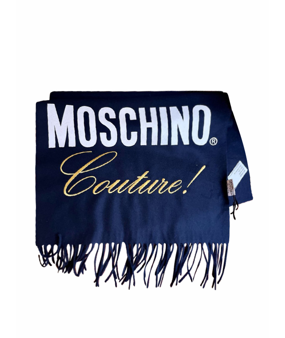 MOSCHINO Темно-синий шерстяной шарф, фото 1