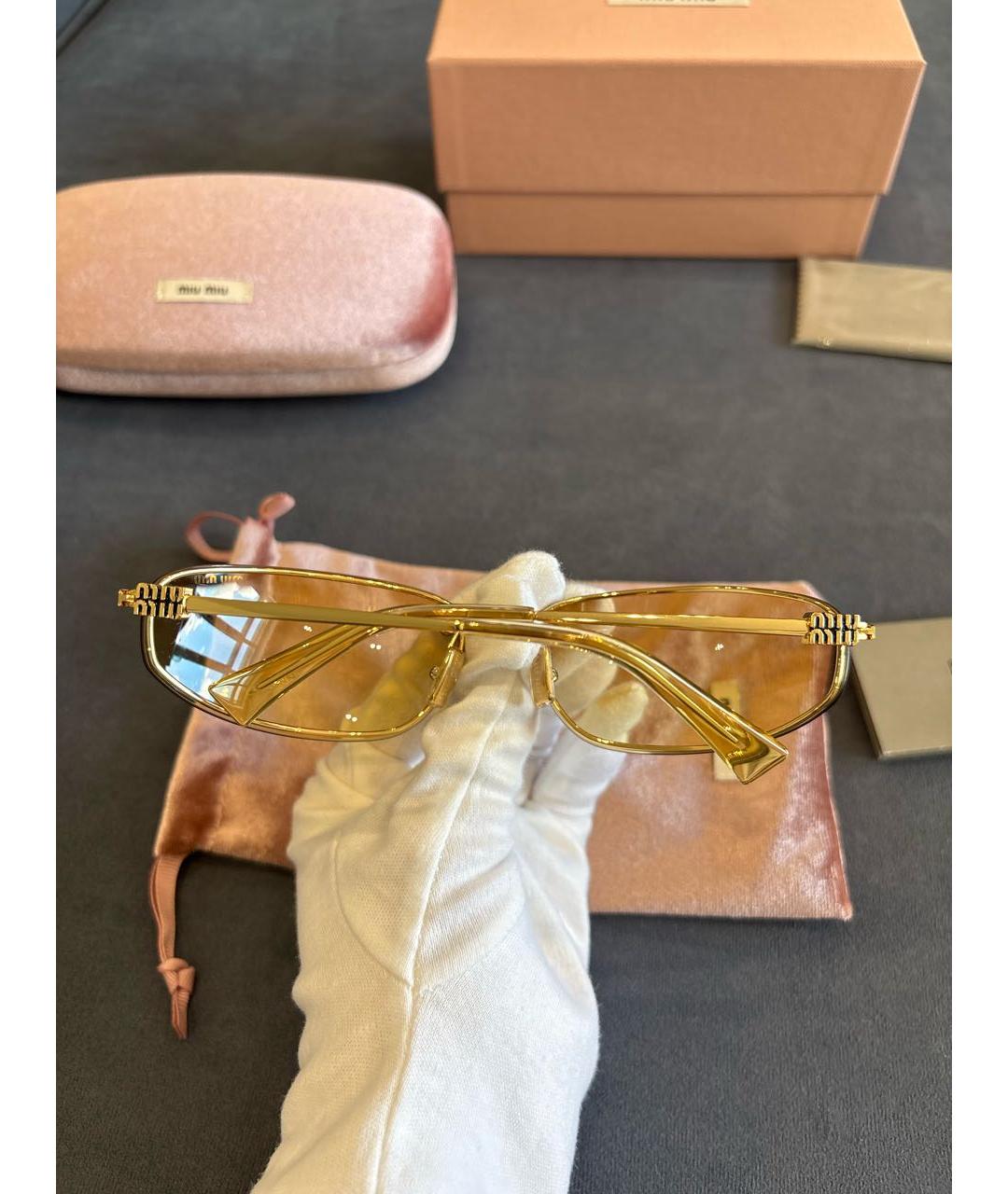 MIU MIU Коричневые металлические солнцезащитные очки, фото 5