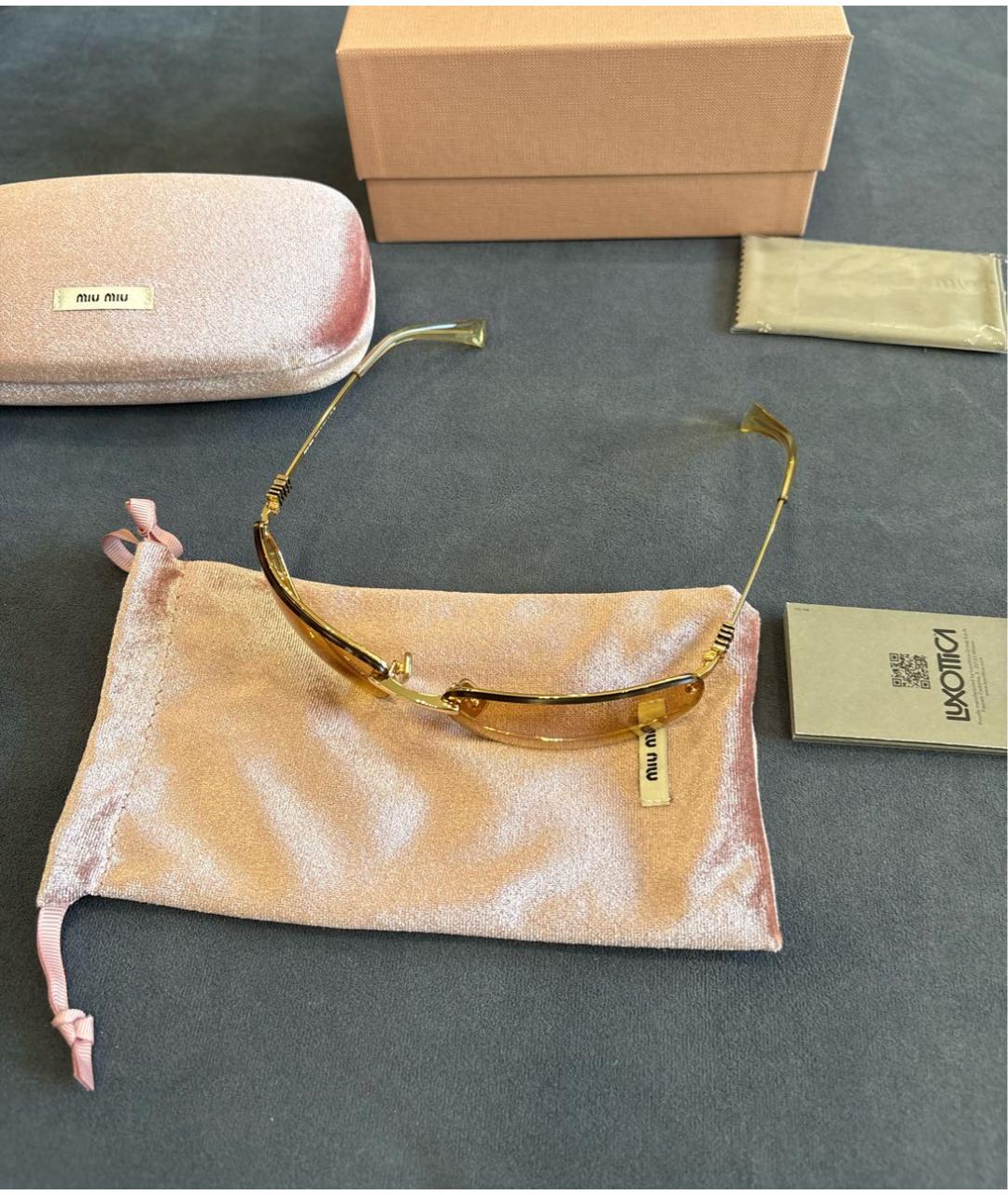 MIU MIU Коричневые металлические солнцезащитные очки, фото 4