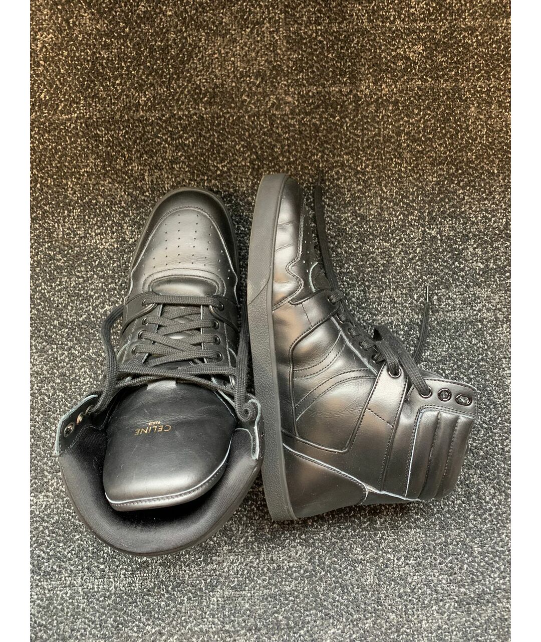 CELINE PRE-OWNED Черные кожаные высокие кроссовки / кеды, фото 3