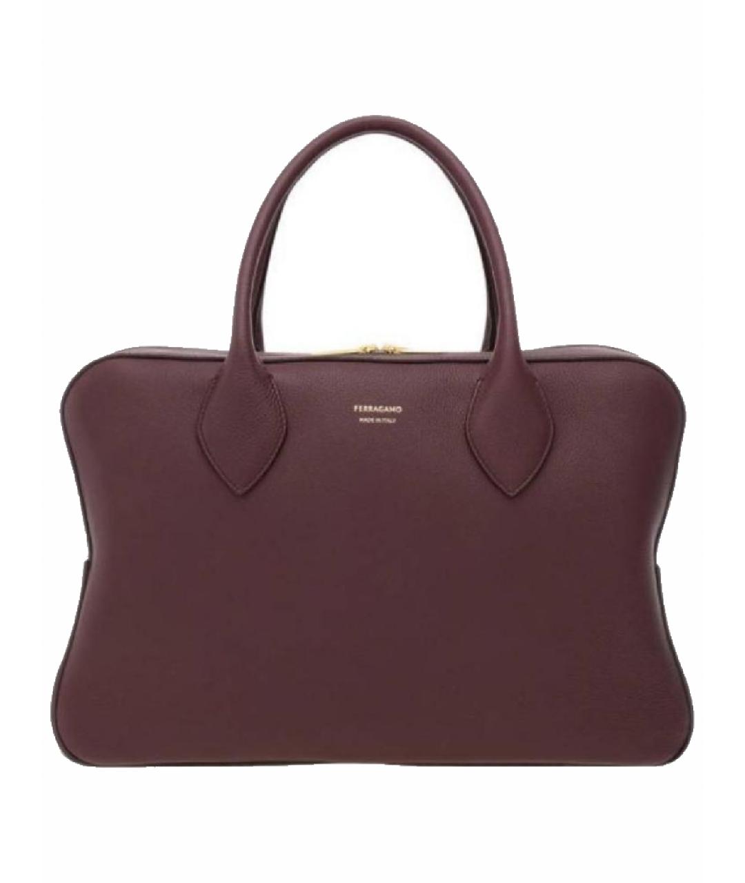 FERRAGAMO Бордовая кожаная сумка через плечо, фото 1