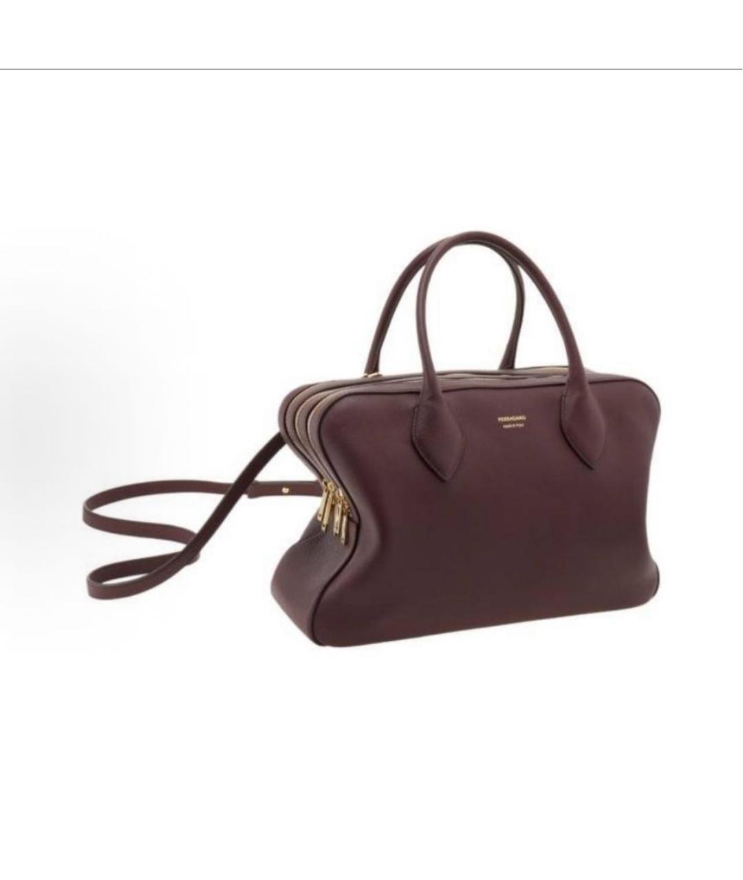 FERRAGAMO Бордовая кожаная сумка через плечо, фото 2