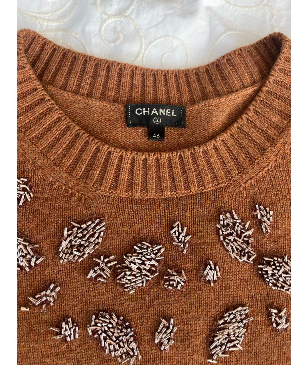 CHANEL Оранжевый кашемировый джемпер / свитер, фото 3