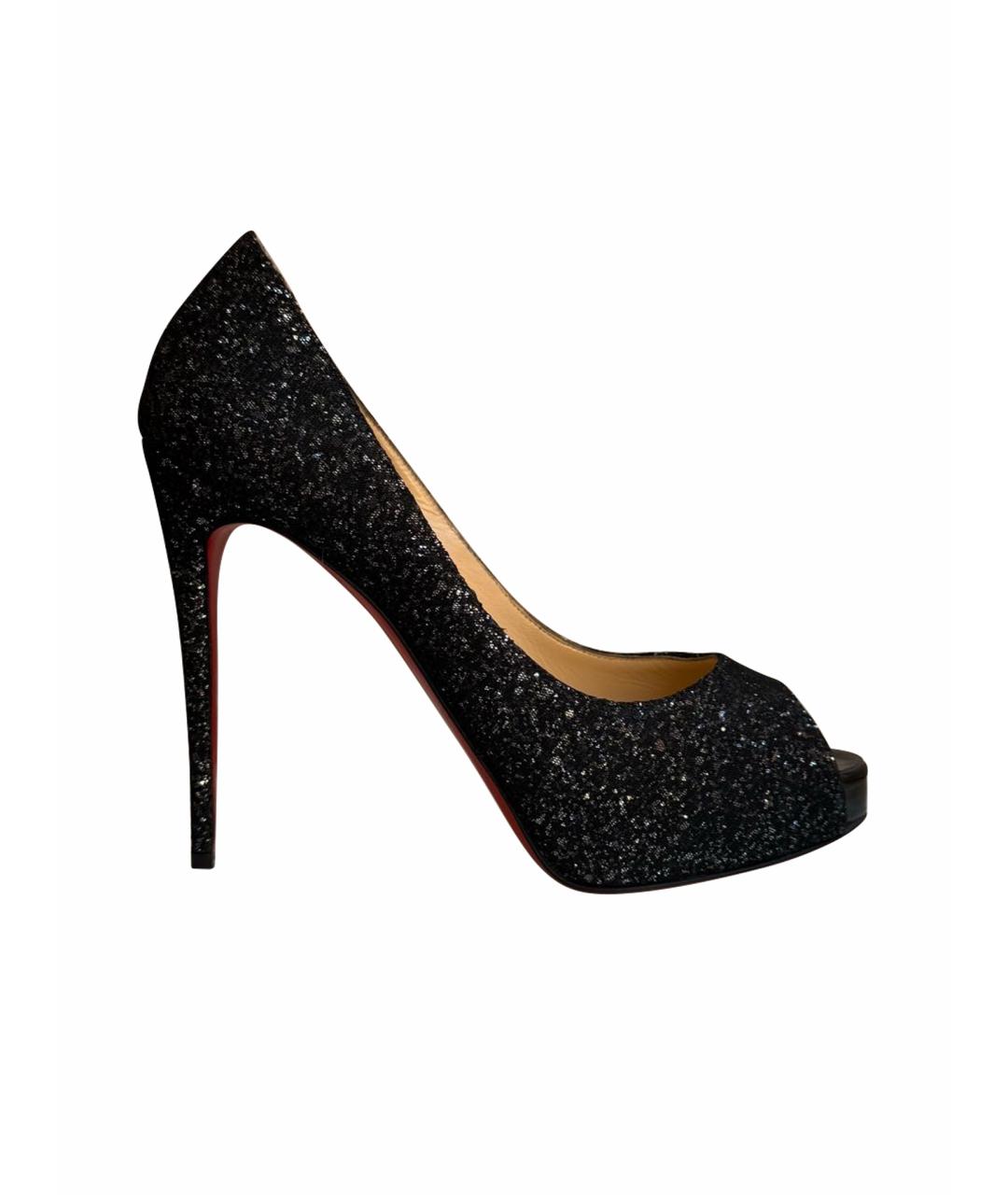CHRISTIAN LOUBOUTIN Антрацитовые текстильные туфли, фото 1