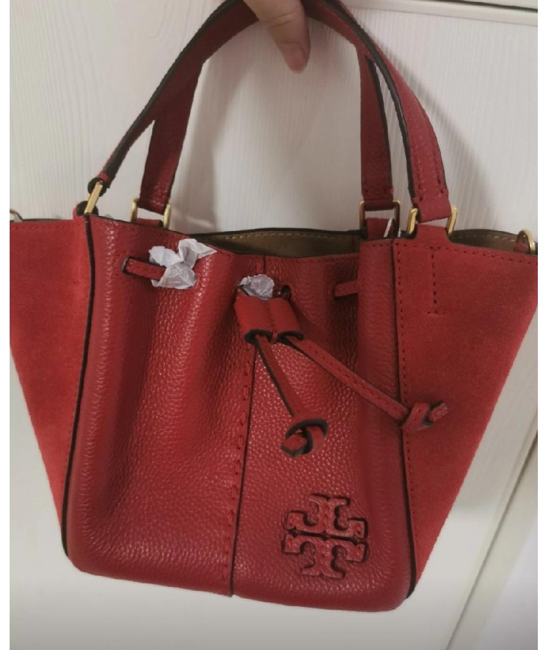 TORY BURCH Красная кожаная сумка тоут, фото 5