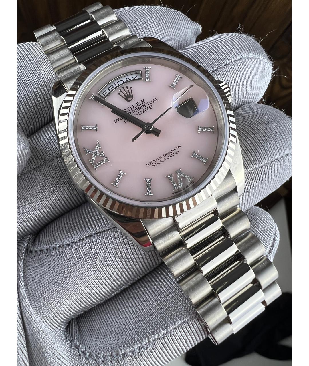 ROLEX Розовые часы из белого золота, фото 4
