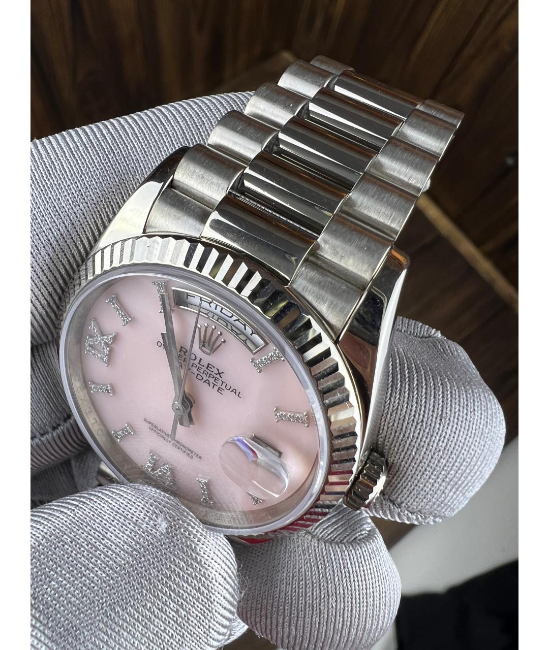 ROLEX Розовые часы из белого золота, фото 6