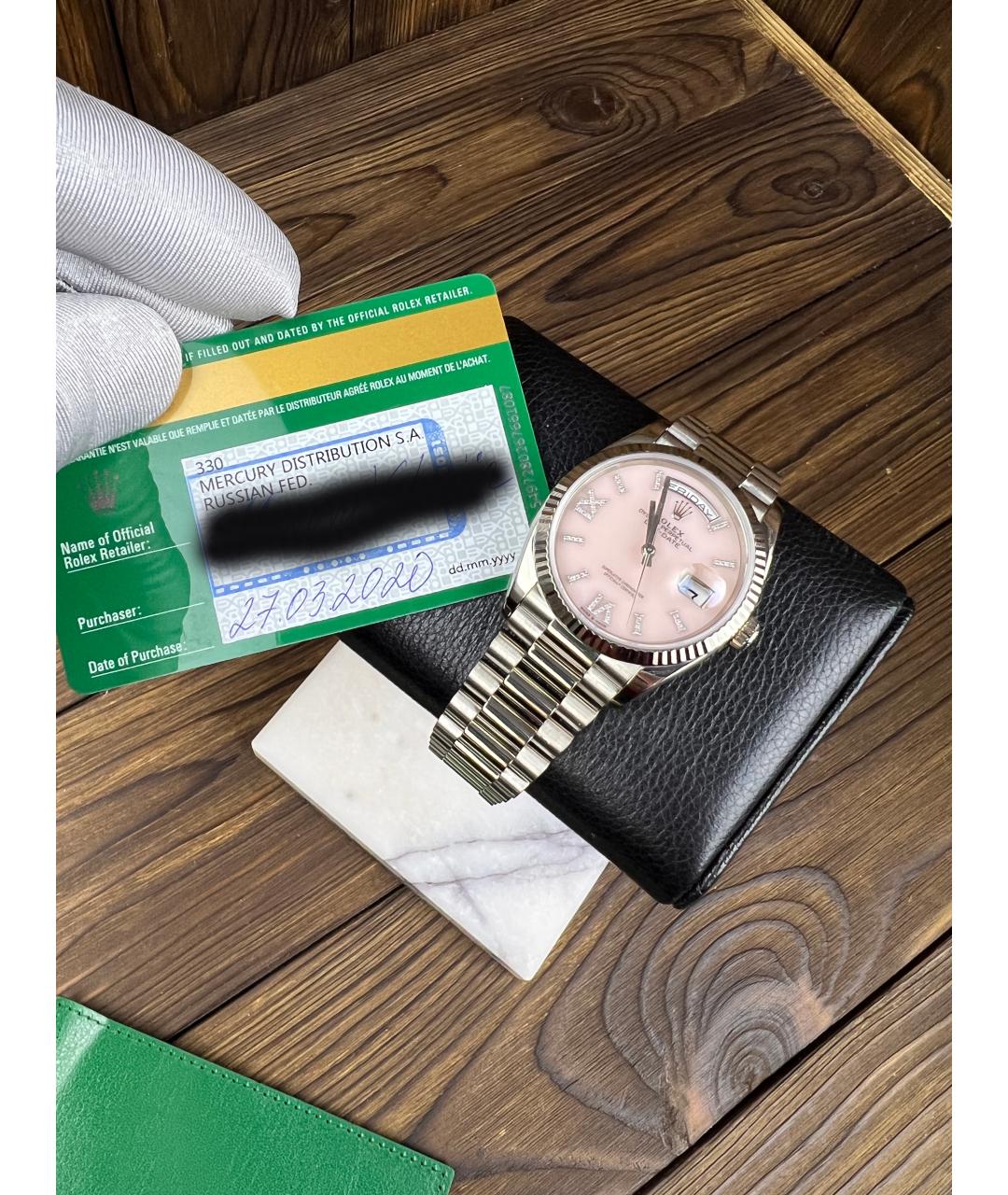 ROLEX Розовые часы из белого золота, фото 2